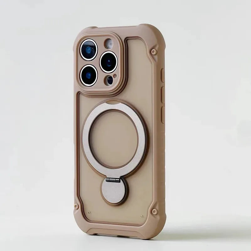 for Magsafe 360° Rotation Metal Stand Phone Case for iPhone 17 12 13 16 Pro Max 17 Pro 14 15 Plus Airbag Shockproof  Matte Cover