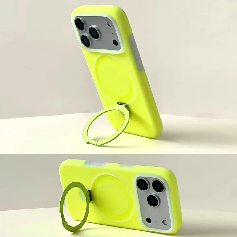 HOCE Liquid Silicone Bracket Magnetic Case For iPhone 17 Air 16 15 14 13 Pro Max With Camera Control Button Shockproof Cover