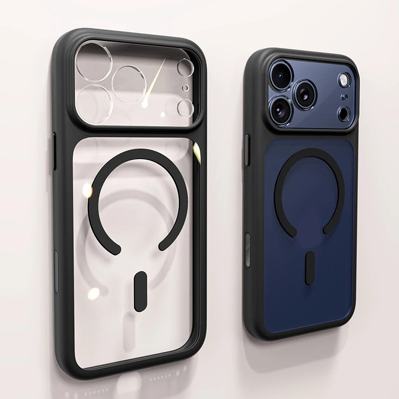 Magnetic Business Simplicity Shockproof Orange Bumper Camera Button Case For iPhone 17 Pro Max Clear Lens PC Cover For Magsafe