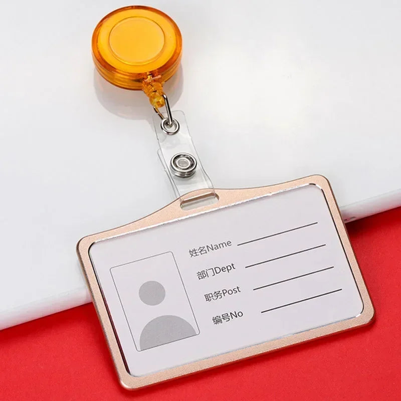 Aluminum Alloy Card Cover Case Women Men Work Name Bank ID Card Holders Business Badge Case Credit Card Badge Case Bag Pouch