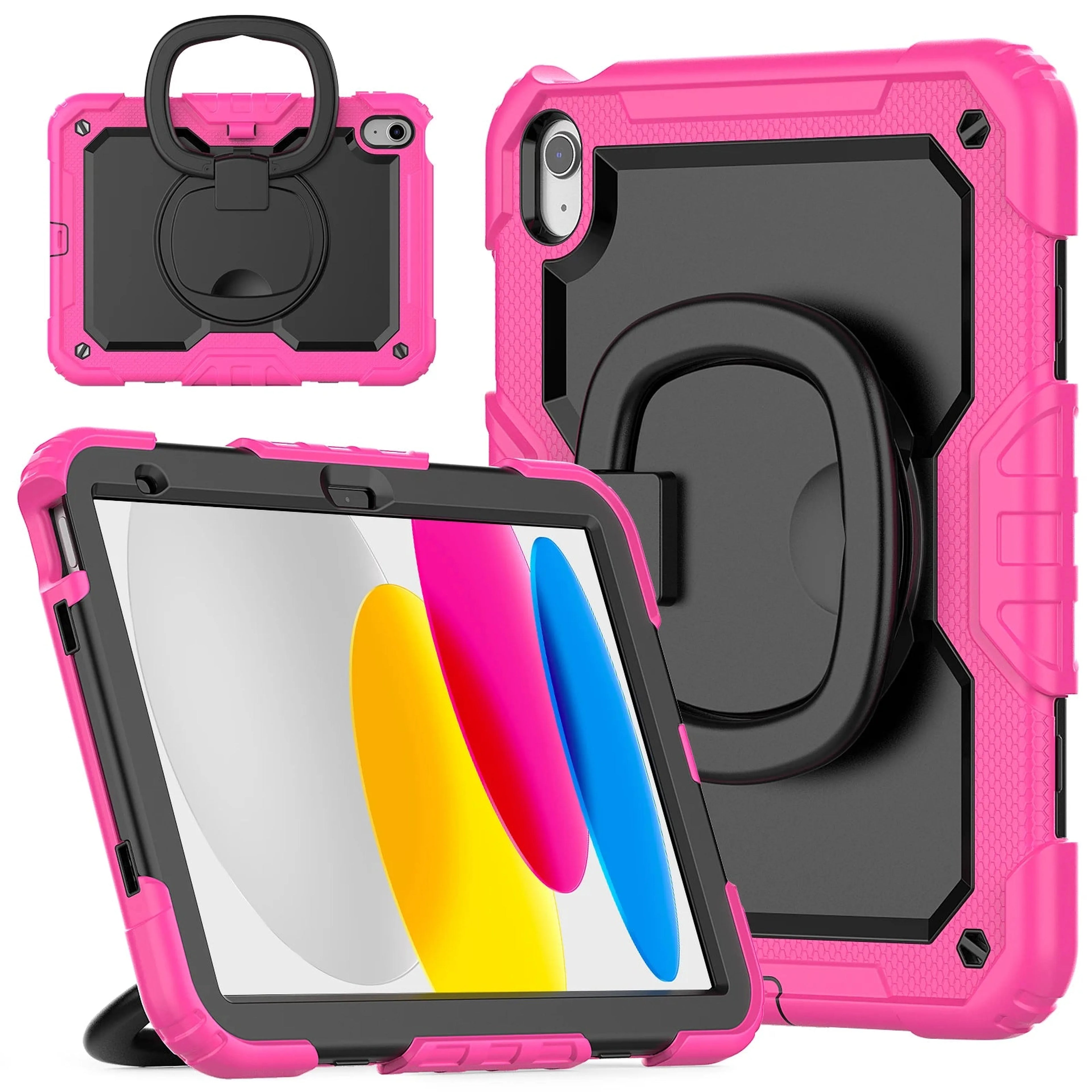 Handle Grip Case Universal For iPad A16 2025 11th 10.9 2022 10th Gen. With Shoulder Strap 360 Rotating Stand Hybrid Kids Cover