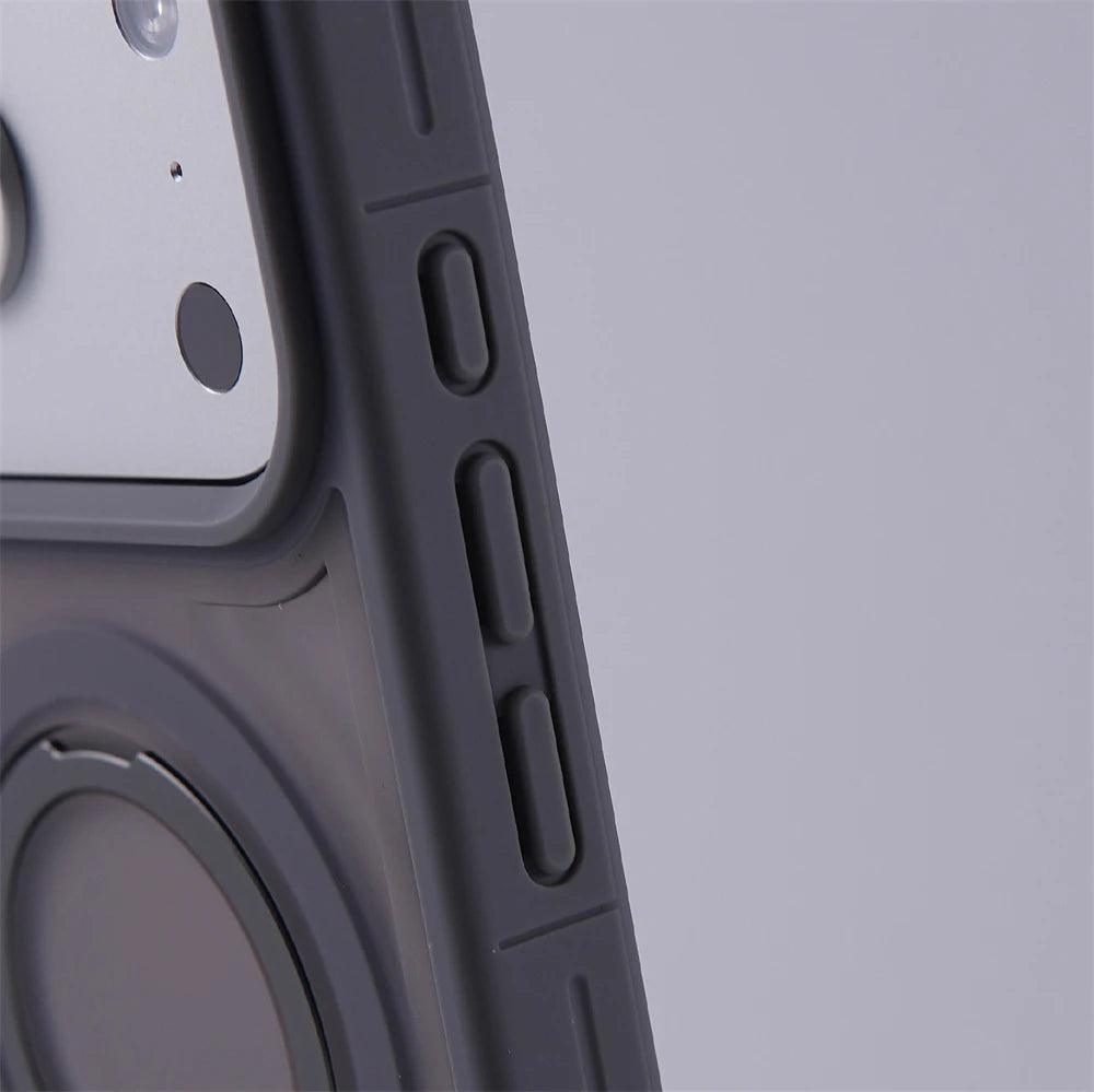 Luxury Matte Magnetic Ring Stand Phone Case for iPhone 17 Pro Max Air 16 15 14 13 12 Plus For Magsafe Shockproof Bumper Cover