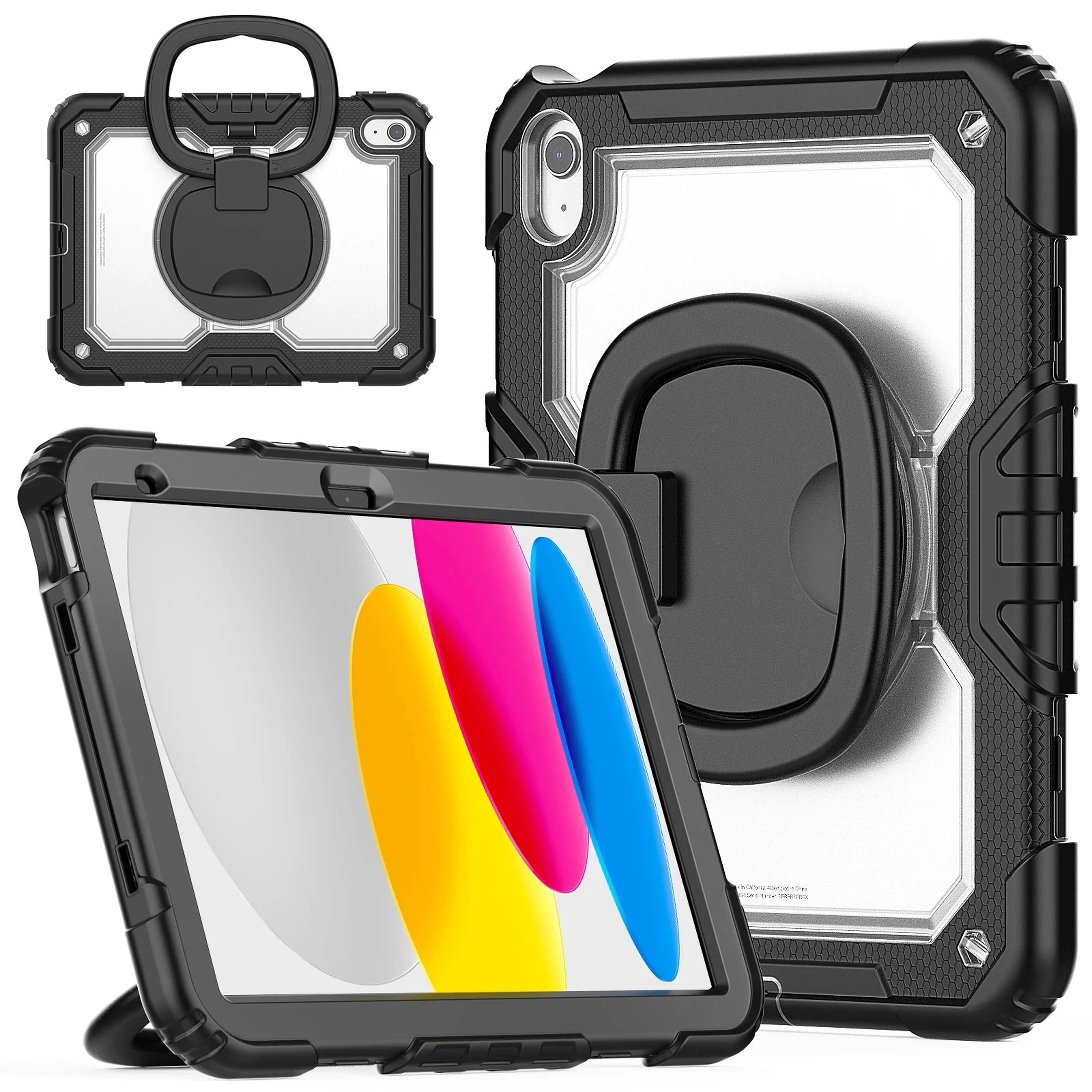 Handle Grip Case Universal For iPad A16 2025 11th 10.9 2022 10th Gen. With Shoulder Strap 360 Rotating Stand Hybrid Kids Cover