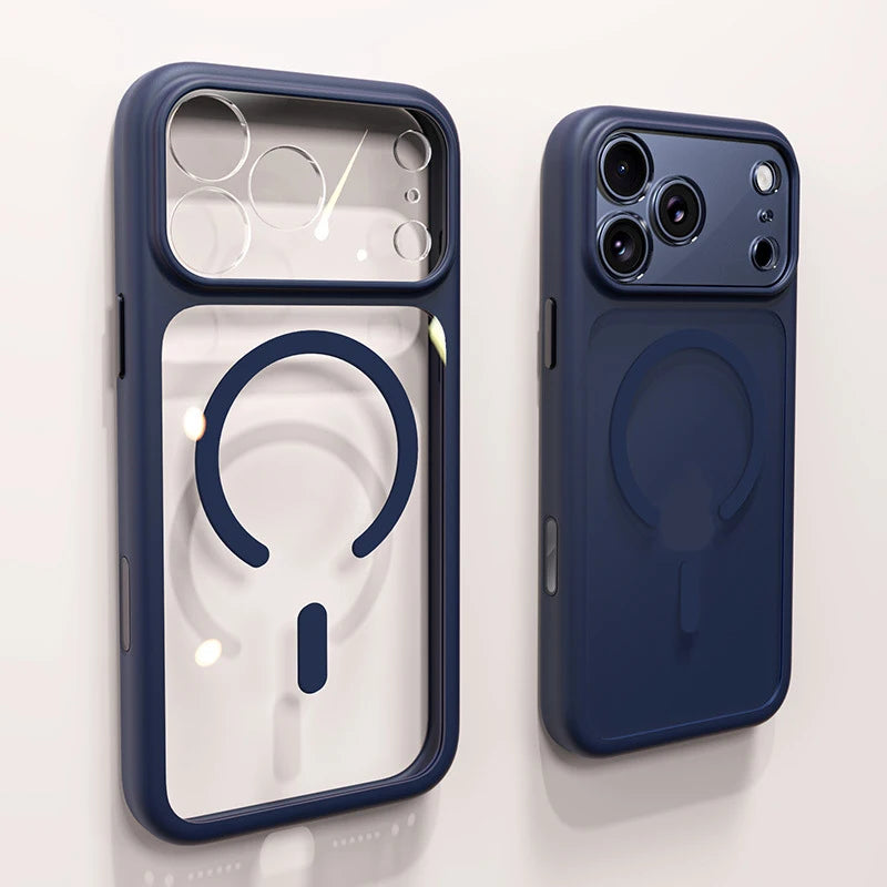 Magnetic Business Simplicity Shockproof Orange Bumper Camera Button Case For iPhone 17 Pro Max Clear Lens PC Cover For Magsafe