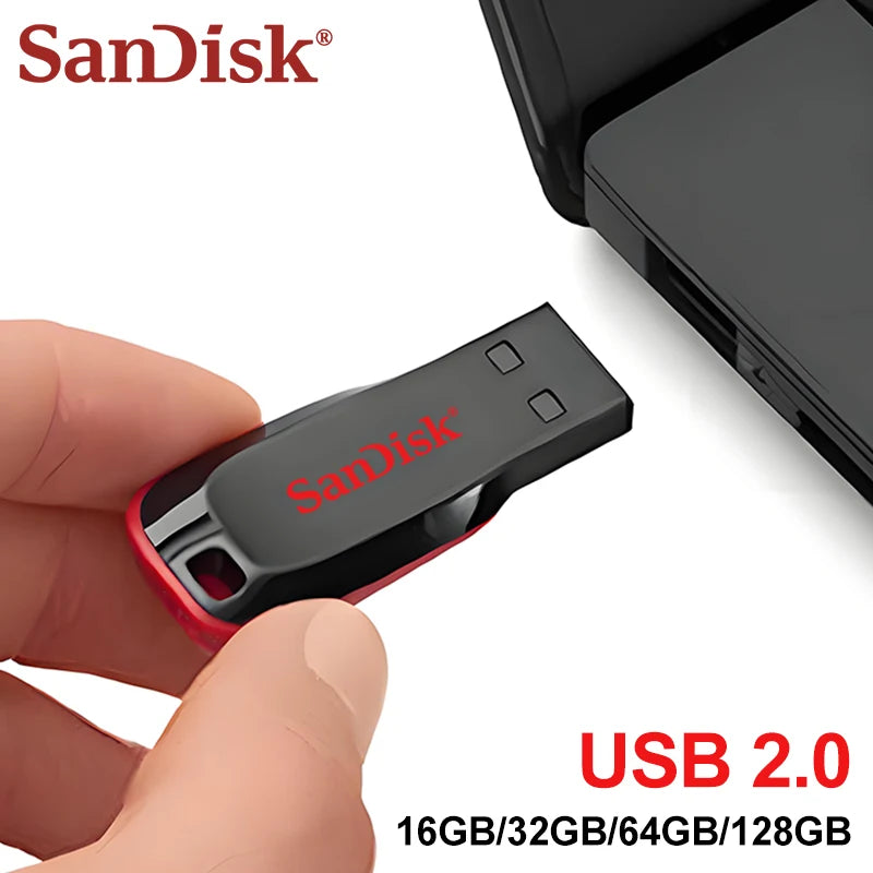 SanDisk USB2.0 FAT32 Cruzer CZ50 Flash Drive Compact Encrypted Flash Memory Stick USB2.0 PenDrive for Desktop Laptop