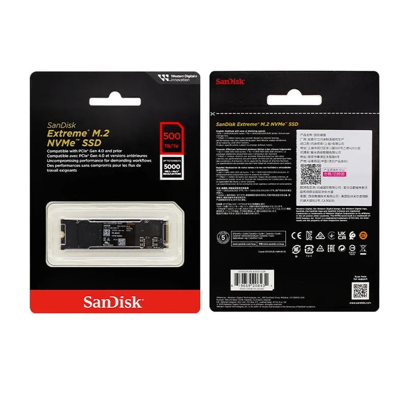 SanDisk Extreme M.2 2280 NVMe PCIe Gen 4.0 SSD Read speed Up to 5150MB/s 2TB 1TB 500GB Internal Solid State Drive For laptops PC