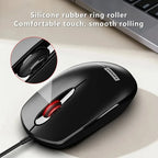 M150 Wired Mouse, Ergonomic Design USB-Powered Durable Black Smooth Rolling Ideal for Office Home Laptop Desktop and PC Use