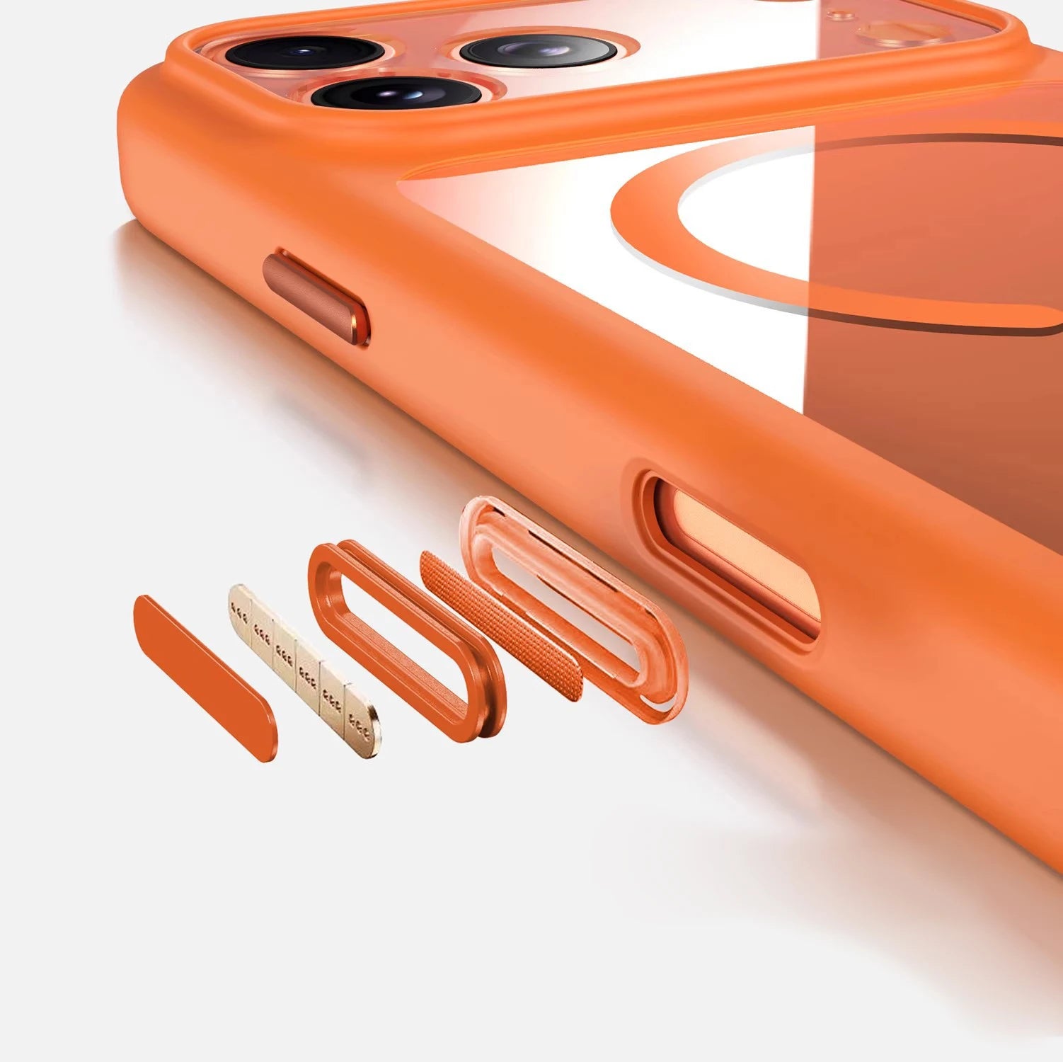 Magnetic Business Simplicity Shockproof Orange Bumper Camera Button Case For iPhone 17 Pro Max Clear Lens PC Cover For Magsafe