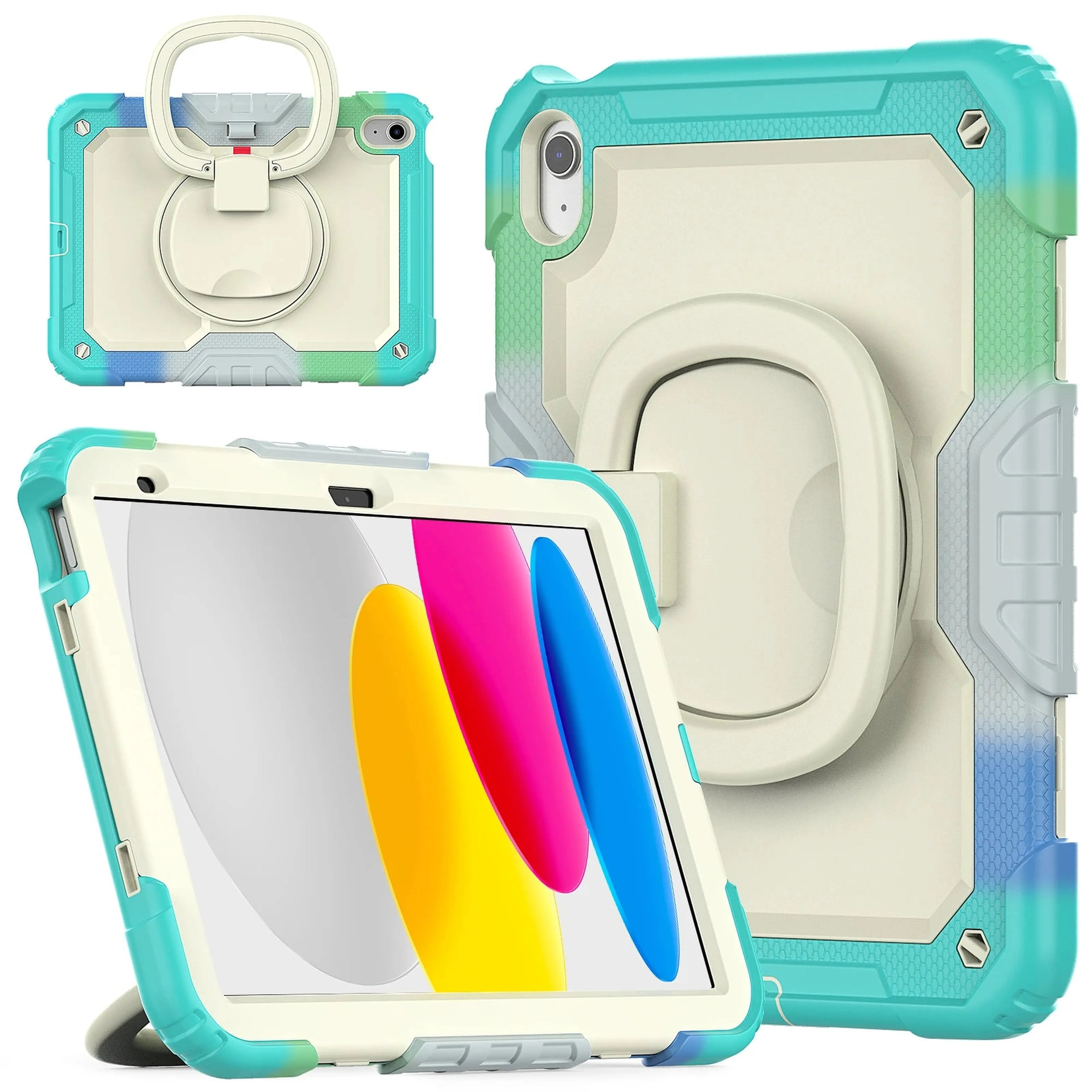 Handle Grip Case Universal For iPad A16 2025 11th 10.9 2022 10th Gen. With Shoulder Strap 360 Rotating Stand Hybrid Kids Cover