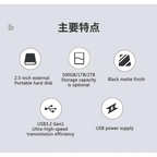 Toshiba A5 Series Small Black Portable Hard Drive, High-Speed USB 3.2 Gen1, 500GB/1TB/2TB Compatible With Mac
