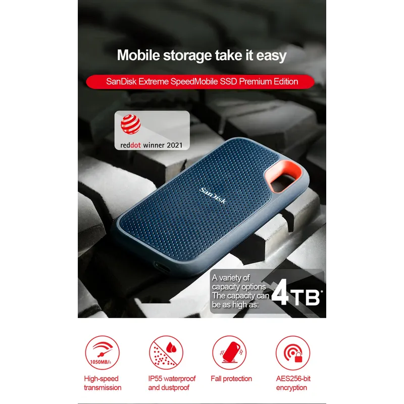 SanDisk E61 Extreme Portable SSD 1TB 2TB 4TB USB 3.2 Gen 2 External Disk Hard Drive Solid State Disk SSD For Laptop Desktop