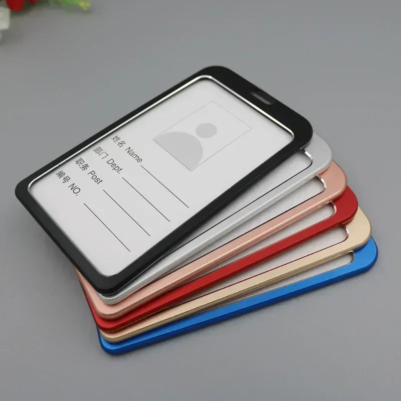 Aluminum Alloy Card Cover Case Women Men Work Name Bank ID Card Holders Business Badge Case Credit Card Badge Case Bag Pouch