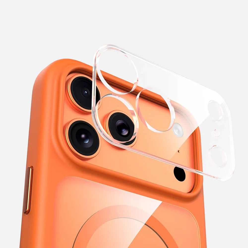 Magnetic Business Simplicity Shockproof Orange Bumper Camera Button Case For iPhone 17 Pro Max Clear Lens PC Cover For Magsafe