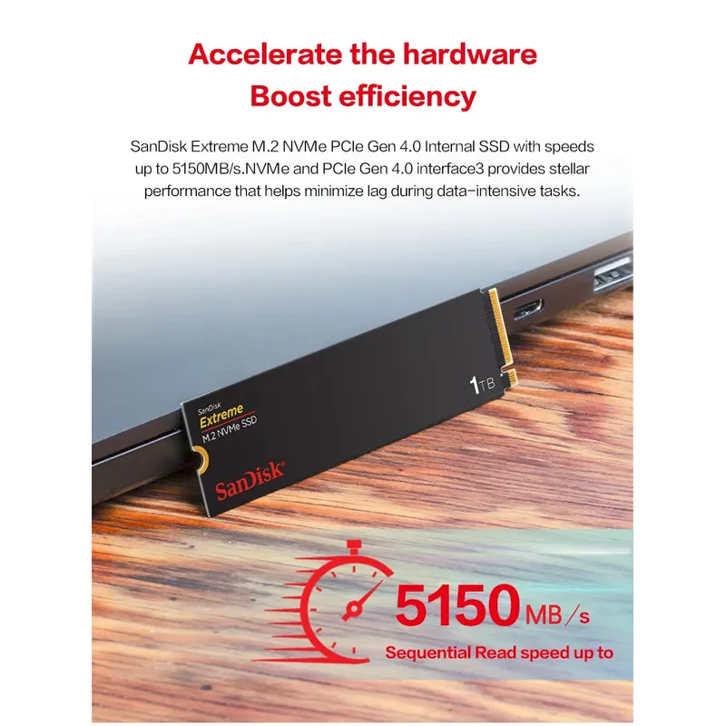 SanDisk Extreme M.2 2280 NVMe PCIe Gen 4.0 SSD Read speed Up to 5150MB/s 2TB 1TB 500GB Internal Solid State Drive For laptops PC