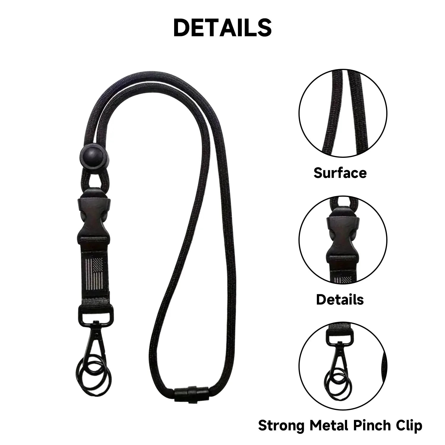 Heavy Duty Removable Badge Reel Holder Keychain Hanging Neck Strap Lanyard Tactical Id Name Card Holder For Outdoor Hiking