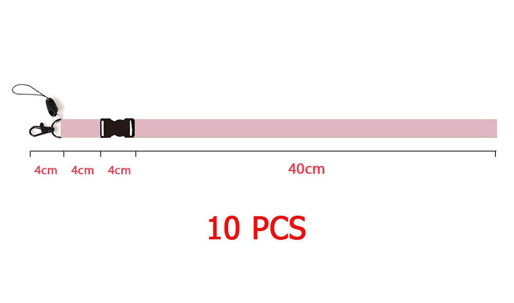 10 Pcs/lot Custom Logo Lanyard Black Metal Hook Colored Separable Smooth Material Neck Rope Keychain Personal Printing Landyard
