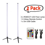 Smart RGB CCT Led Floor Lamp 103cm 360 Round Tube 5V USB Powered 24key Bluetooth APP Remote Control for Gaming PC TV Decoration