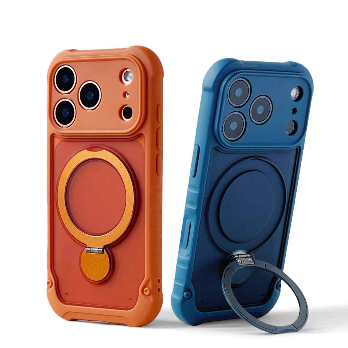 for Magsafe 360° Rotation Metal Stand Phone Case for iPhone 17 12 13 16 Pro Max 17 Pro 14 15 Plus Airbag Shockproof  Matte Cover