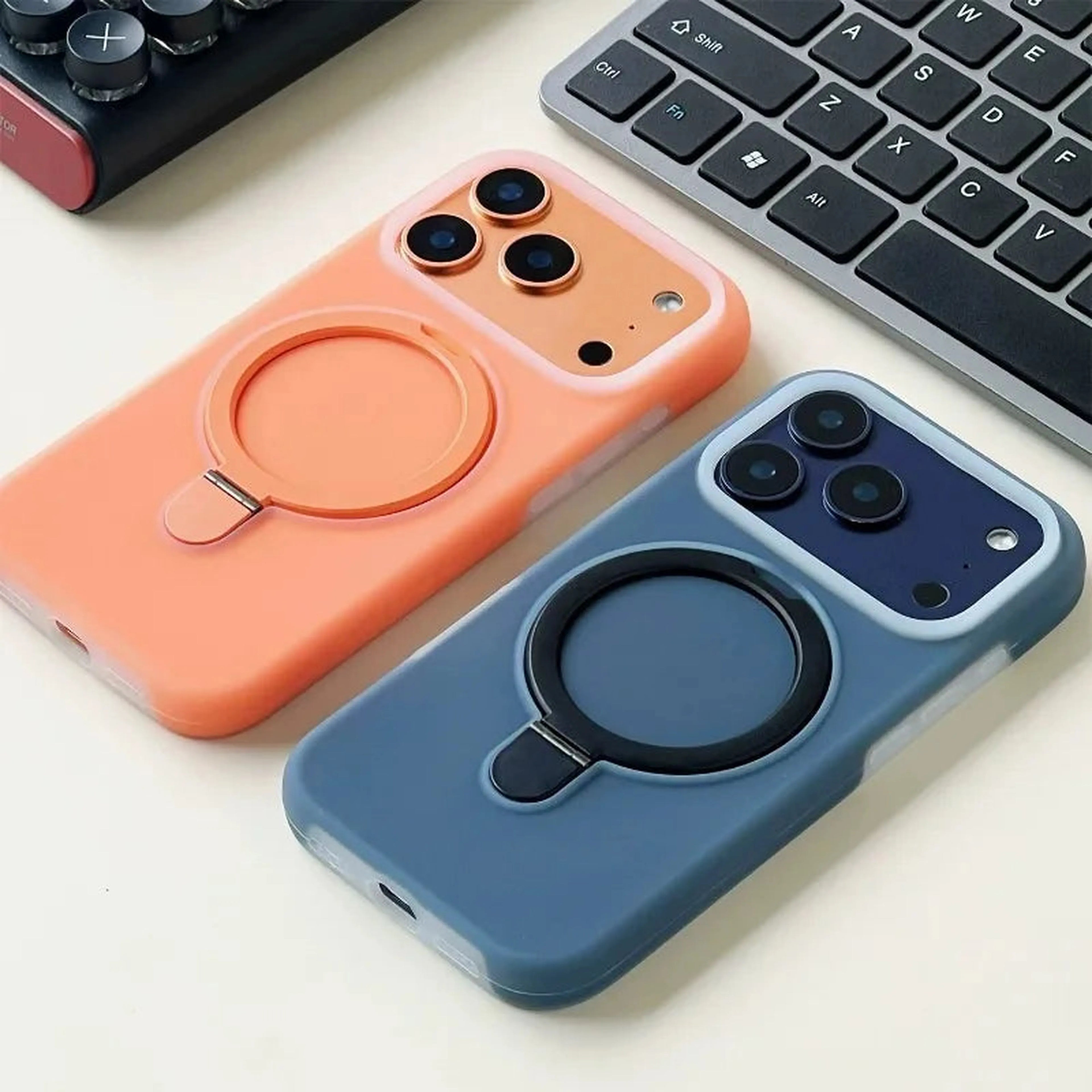Luxury Liquid Silicone Stand Ring Holder Magnetic For Magsafe Case For iPhone 17  Pro Max Air 16 15 14 13 Skin friendly Cover