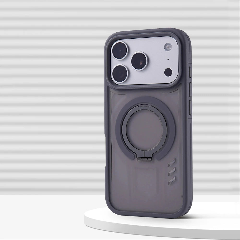 Luxury Matte Magnetic Ring Stand Phone Case for iPhone 17 Pro Max Air 16 15 14 13 12 Plus For Magsafe Shockproof Bumper Cover