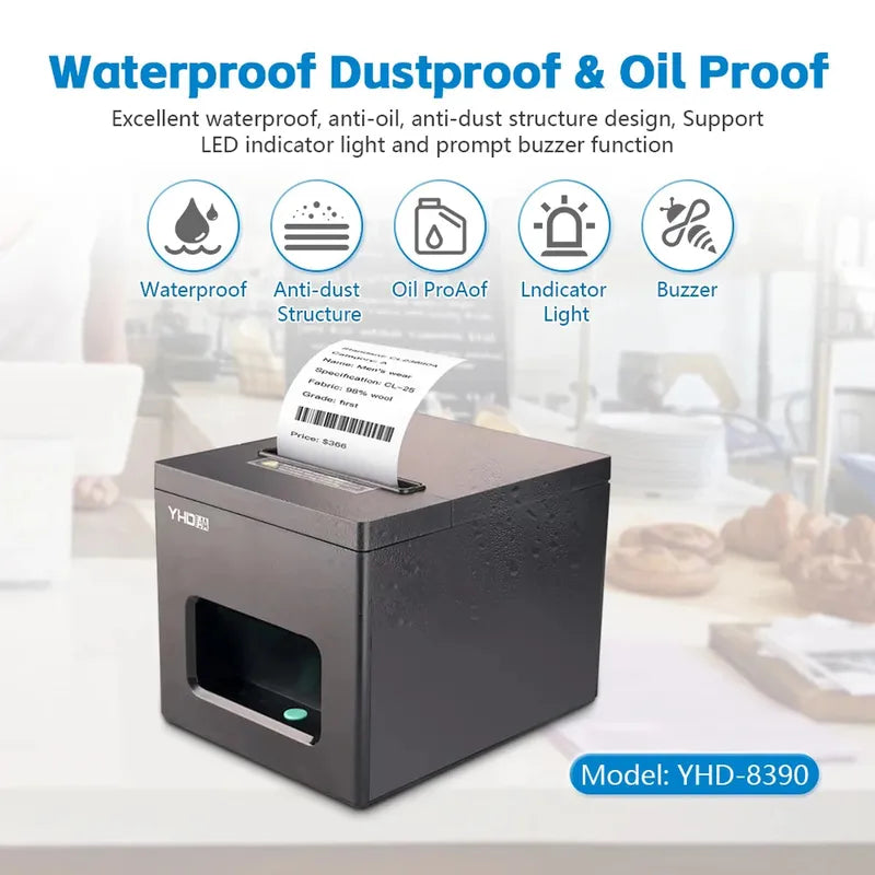 YHD-8390 Thermal Printer,80mm USB/USB+LAN/USB+BT/USB+BT+LAN+WIFI/USB+WIFI ESC/POS Printer, Compatible with Windows/Linux/MAC OS