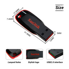 SanDisk USB2.0 FAT32 Cruzer CZ50 Flash Drive Compact Encrypted Flash Memory Stick USB2.0 PenDrive for Desktop Laptop