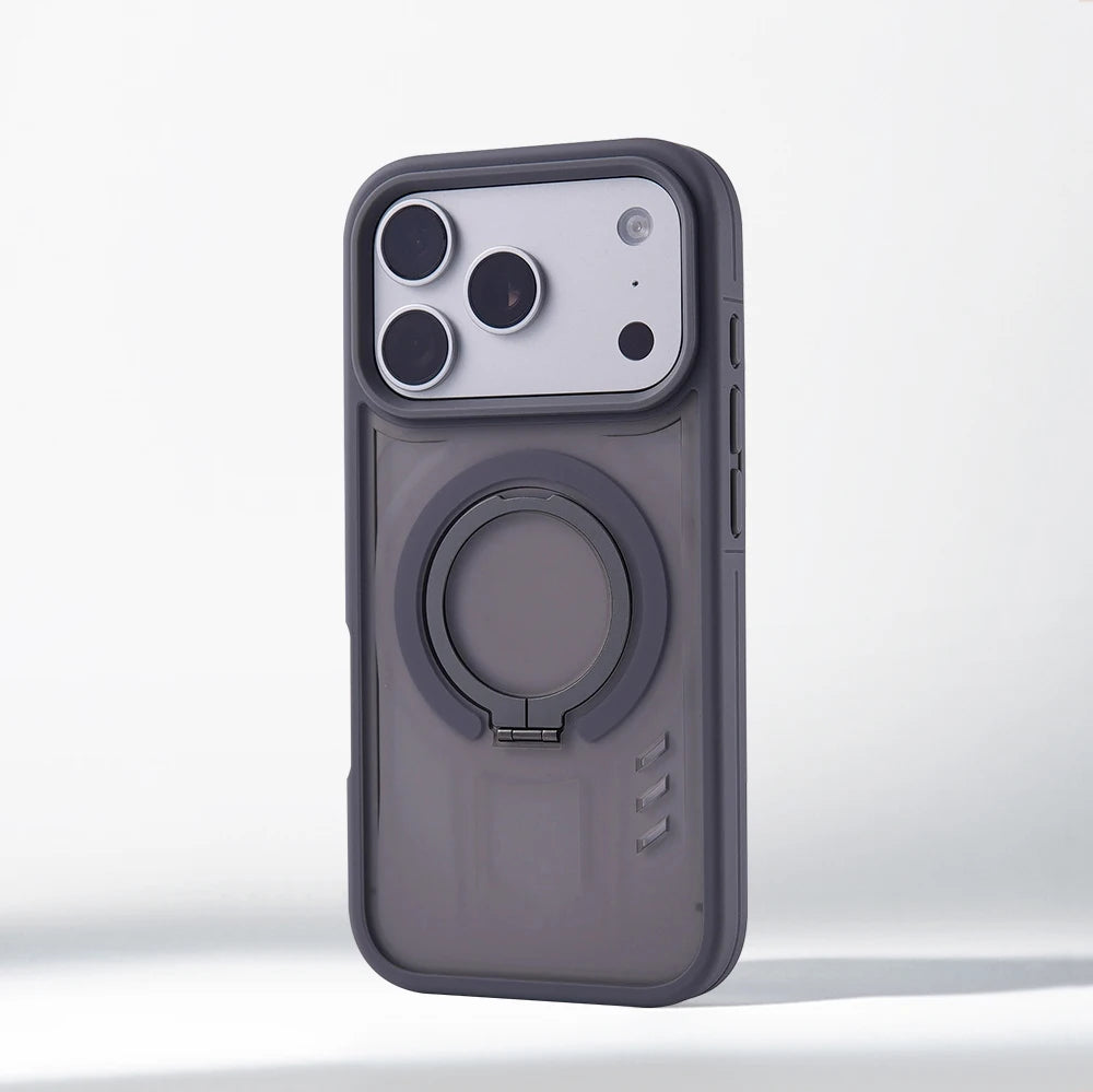 Matte Translucent Magnetic Holder Bumper Case for iPhone 17 Pro Max Air 16 15 14 Plus 13 12 For Magsafe Wireless Charge Cover