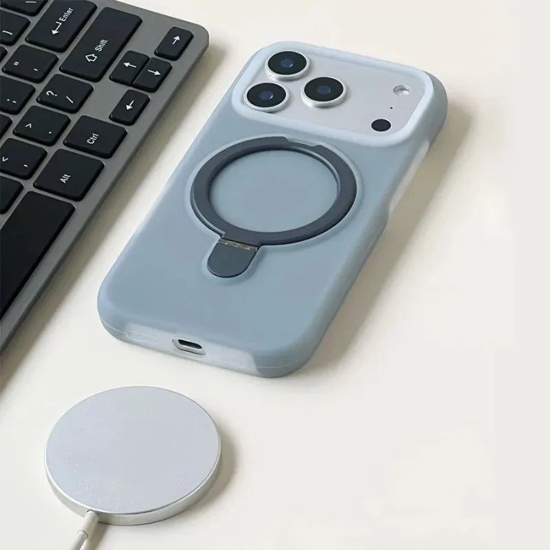 HOCE Liquid Silicone Bracket Magnetic Case For iPhone 17 Air 16 15 14 13 Pro Max With Camera Control Button Shockproof Cover