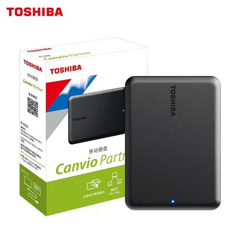 Toshiba A5 Series Small Black Portable Hard Drive, High-Speed USB 3.2 Gen1, 500GB/1TB/2TB Compatible With Mac
