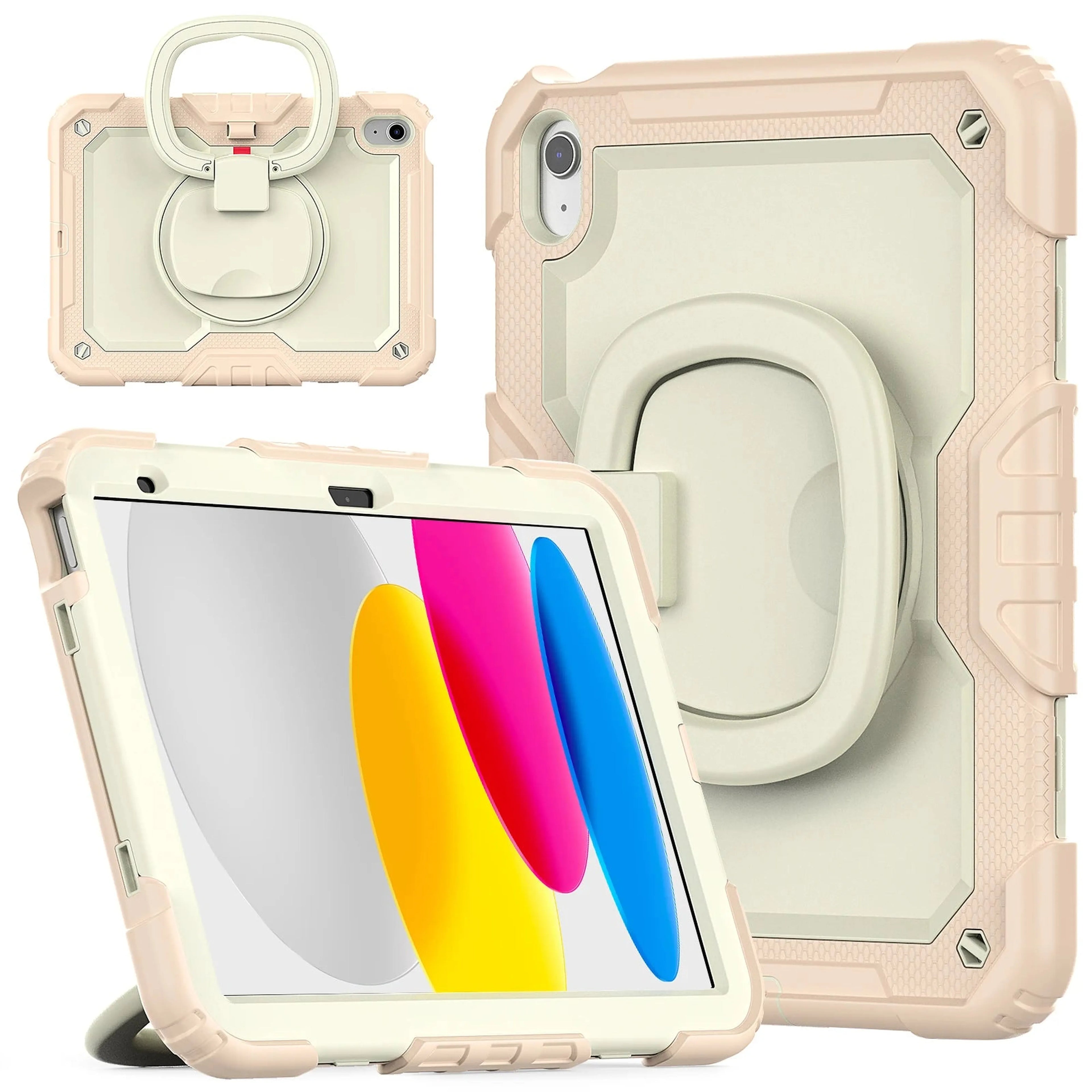 Handle Grip Case Universal For iPad A16 2025 11th 10.9 2022 10th Gen. With Shoulder Strap 360 Rotating Stand Hybrid Kids Cover