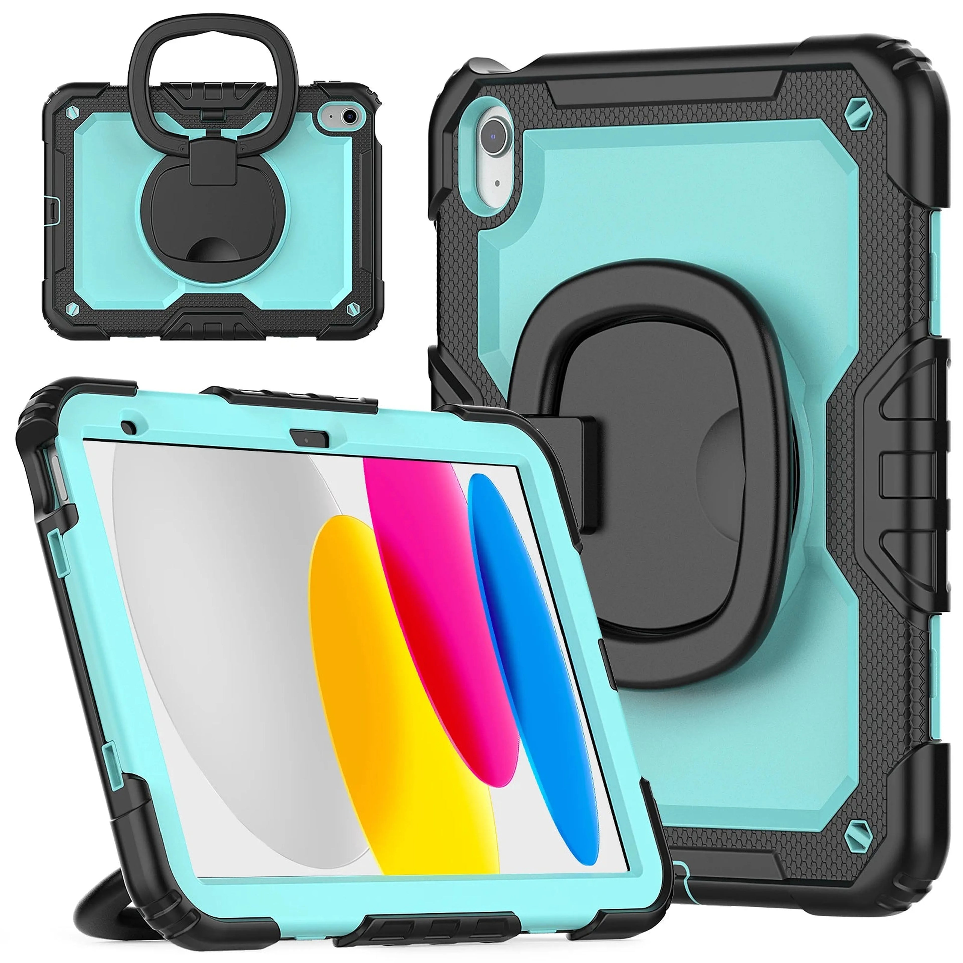 Handle Grip Case Universal For iPad A16 2025 11th 10.9 2022 10th Gen. With Shoulder Strap 360 Rotating Stand Hybrid Kids Cover