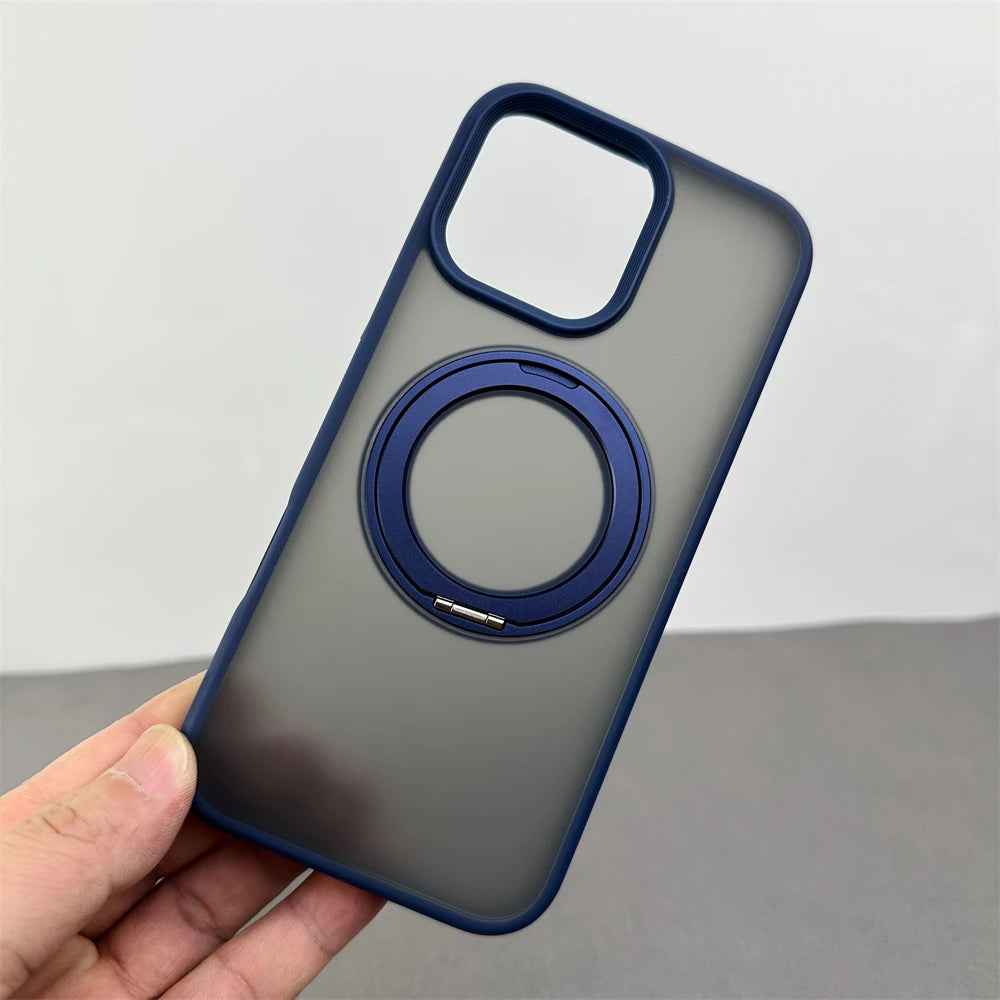 360° Rotation Metal Ring Holder Magnetic Bumper Case for iPhone 16 Pro Max 15 14 13 For Magsafe Wireless Charge Shockproof Cover