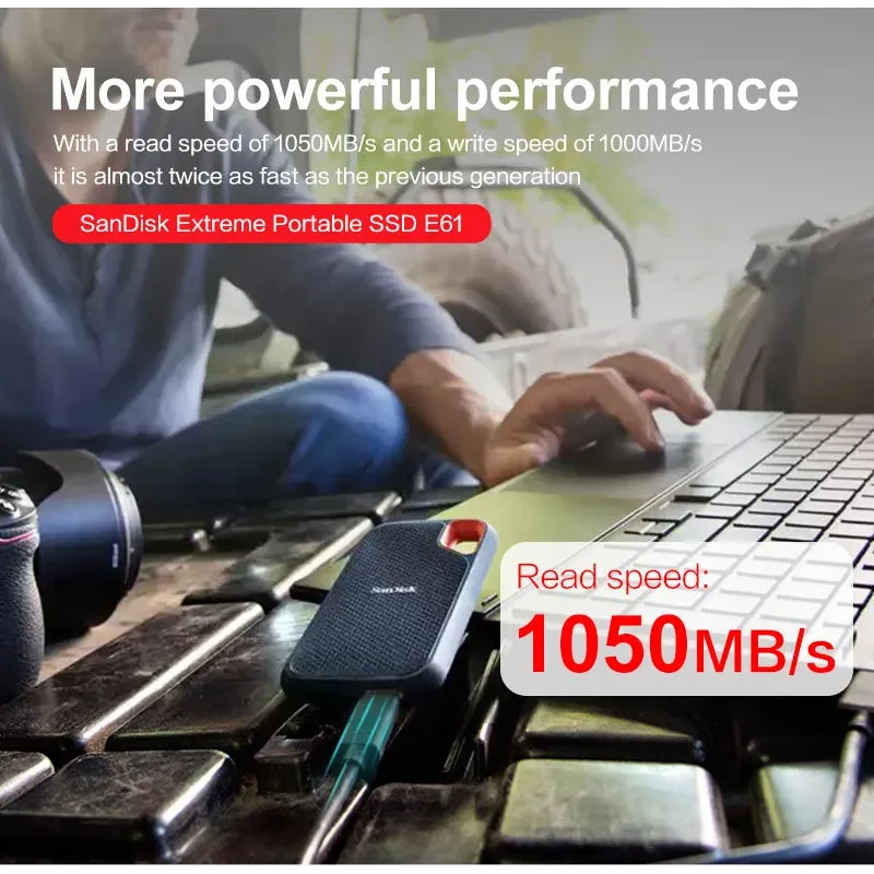 Sandisk Portable SSD E61 USB 3.2 High Speed External Solid State Disk 500GB 1TB 2TB 4TB Original SSD For Laptop Desktop PC