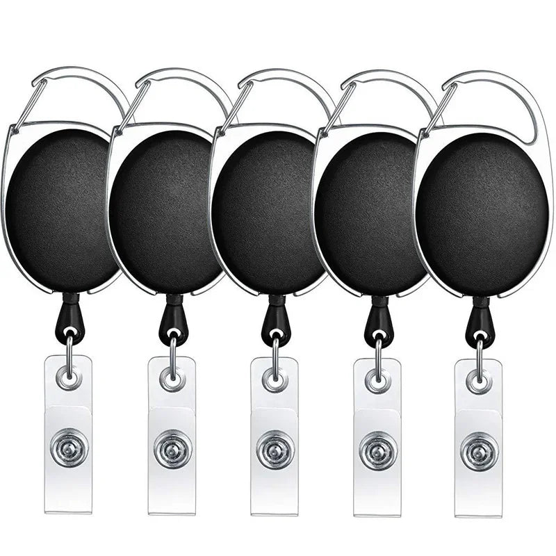 5PCS Retractable Reel ID Lanyard Name Tag Card Badge Support Key Chain Anti-Lost Clip Nurse Office Supplies