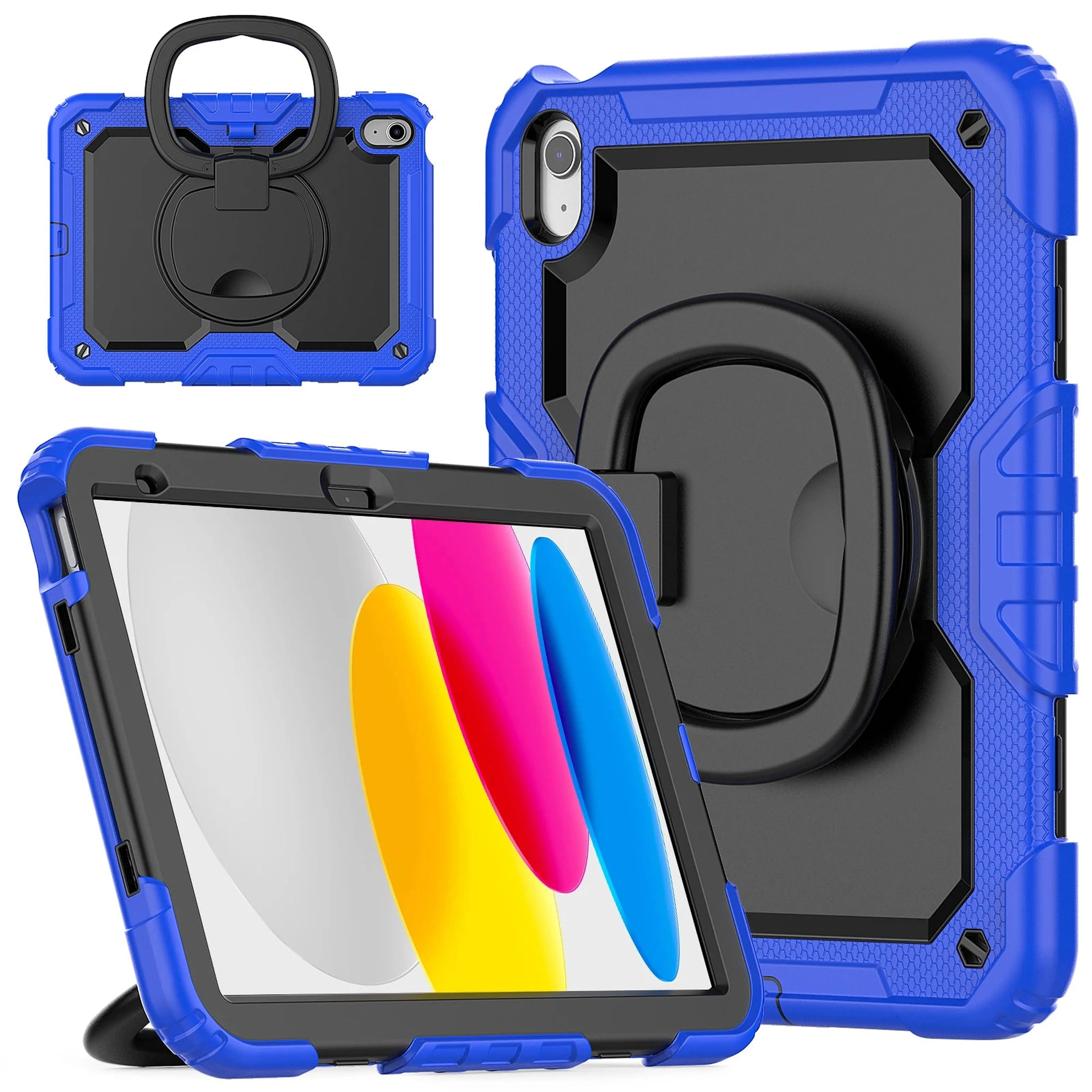 Handle Grip Case Universal For iPad A16 2025 11th 10.9 2022 10th Gen. With Shoulder Strap 360 Rotating Stand Hybrid Kids Cover