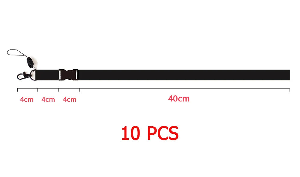 10 Pcs/lot Custom Logo Lanyard Black Metal Hook Colored Separable Smooth Material Neck Rope Keychain Personal Printing Landyard