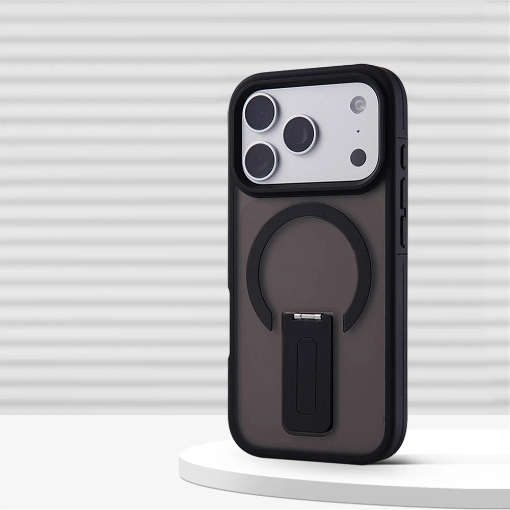 Luxury Matte Translucent Holder Magnetic Case for IPhone 17 Pro Max Air 16 15 Plus 14 13 12 For Magsafe Bumper Shockproof Cover