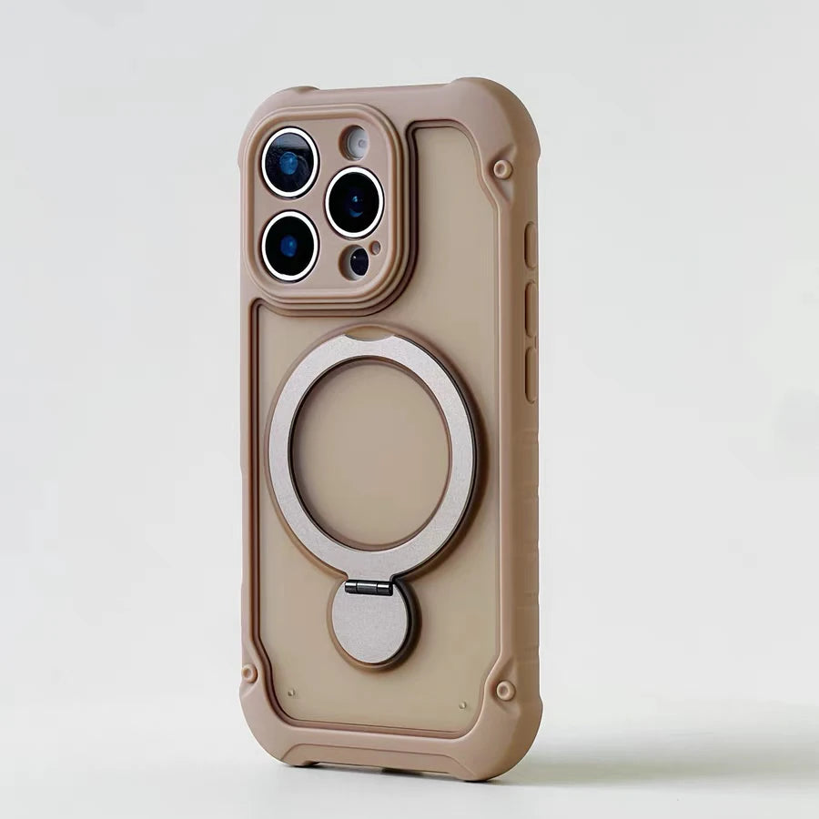 for Magsafe 360° Rotation Metal Stand Phone Case for iPhone 17 12 13 16 Pro Max 17 Pro 14 15 Plus Airbag Shockproof  Matte Cover
