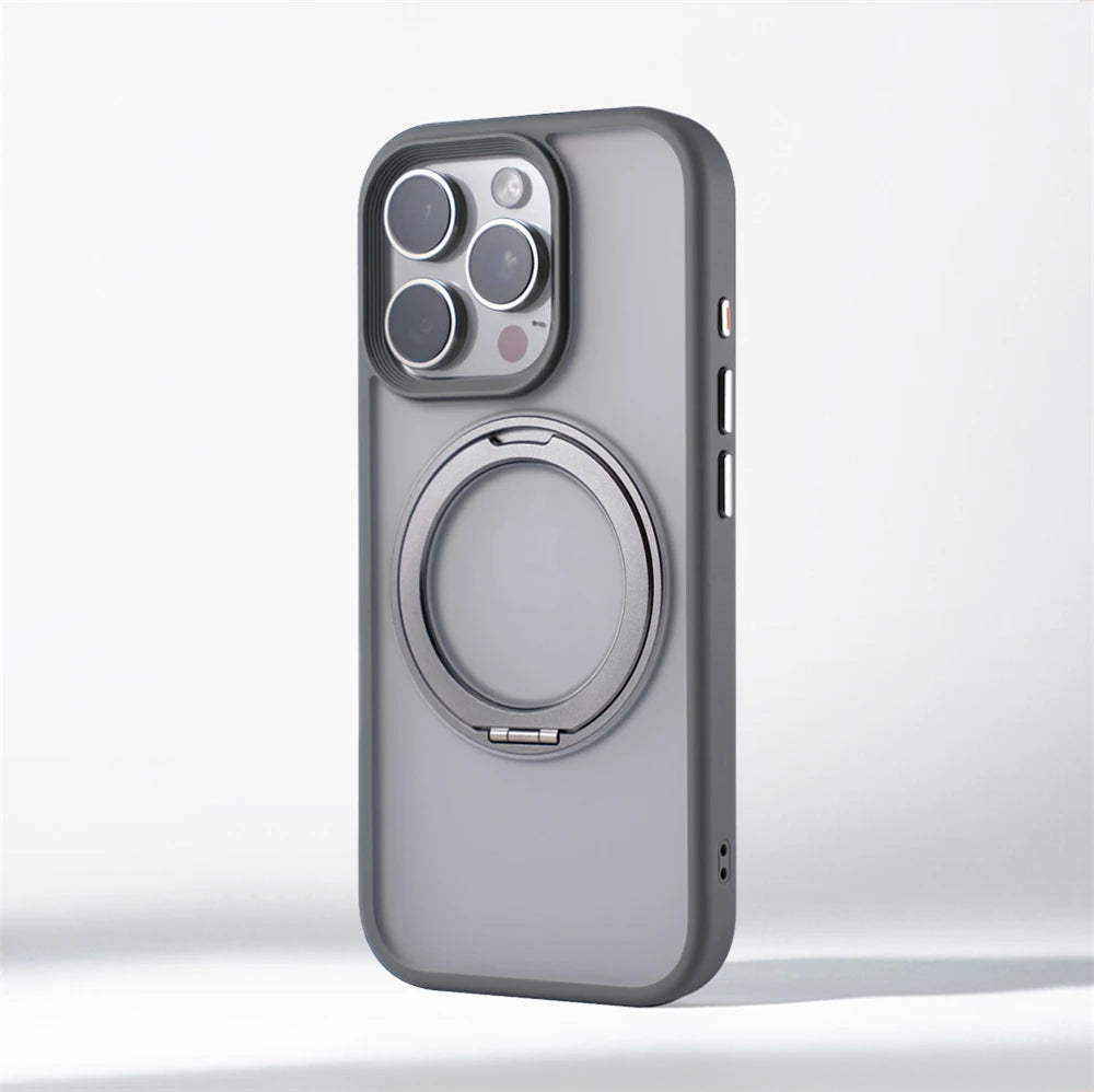 360° Rotation Metal Ring Holder Magnetic Bumper Case for iPhone 16 Pro Max 15 14 13 For Magsafe Wireless Charge Shockproof Cover