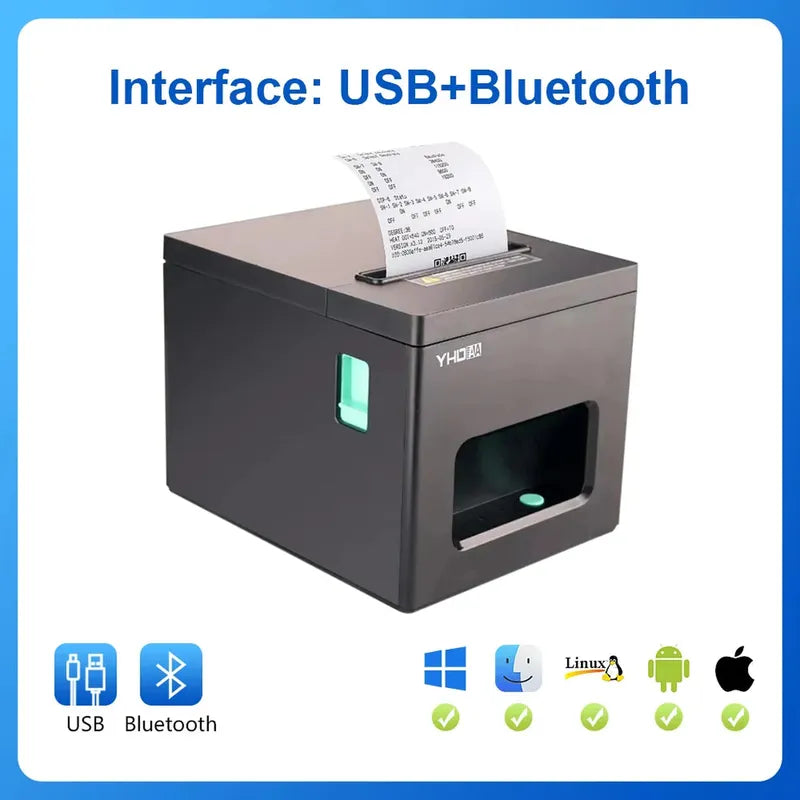 YHD-8390 Thermal Printer,80mm USB/USB+LAN/USB+BT/USB+BT+LAN+WIFI/USB+WIFI ESC/POS Printer, Compatible with Windows/Linux/MAC OS