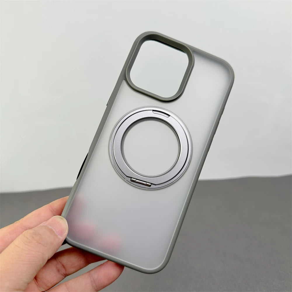 360° Rotation Metal Ring Holder Magnetic Bumper Case for iPhone 16 Pro Max 15 14 13 For Magsafe Wireless Charge Shockproof Cover