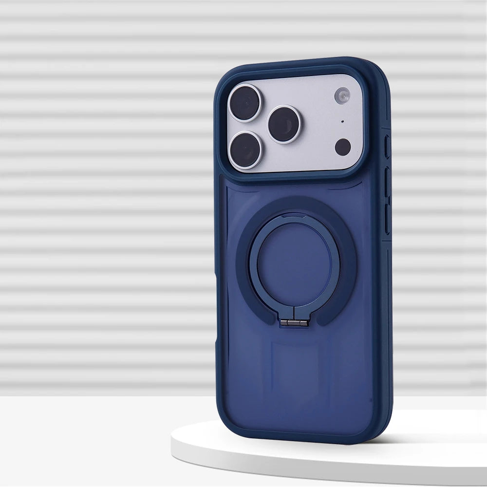Luxury Matte Magnetic Ring Stand Phone Case for iPhone 17 Pro Max Air 16 15 14 13 12 Plus For Magsafe Shockproof Bumper Cover