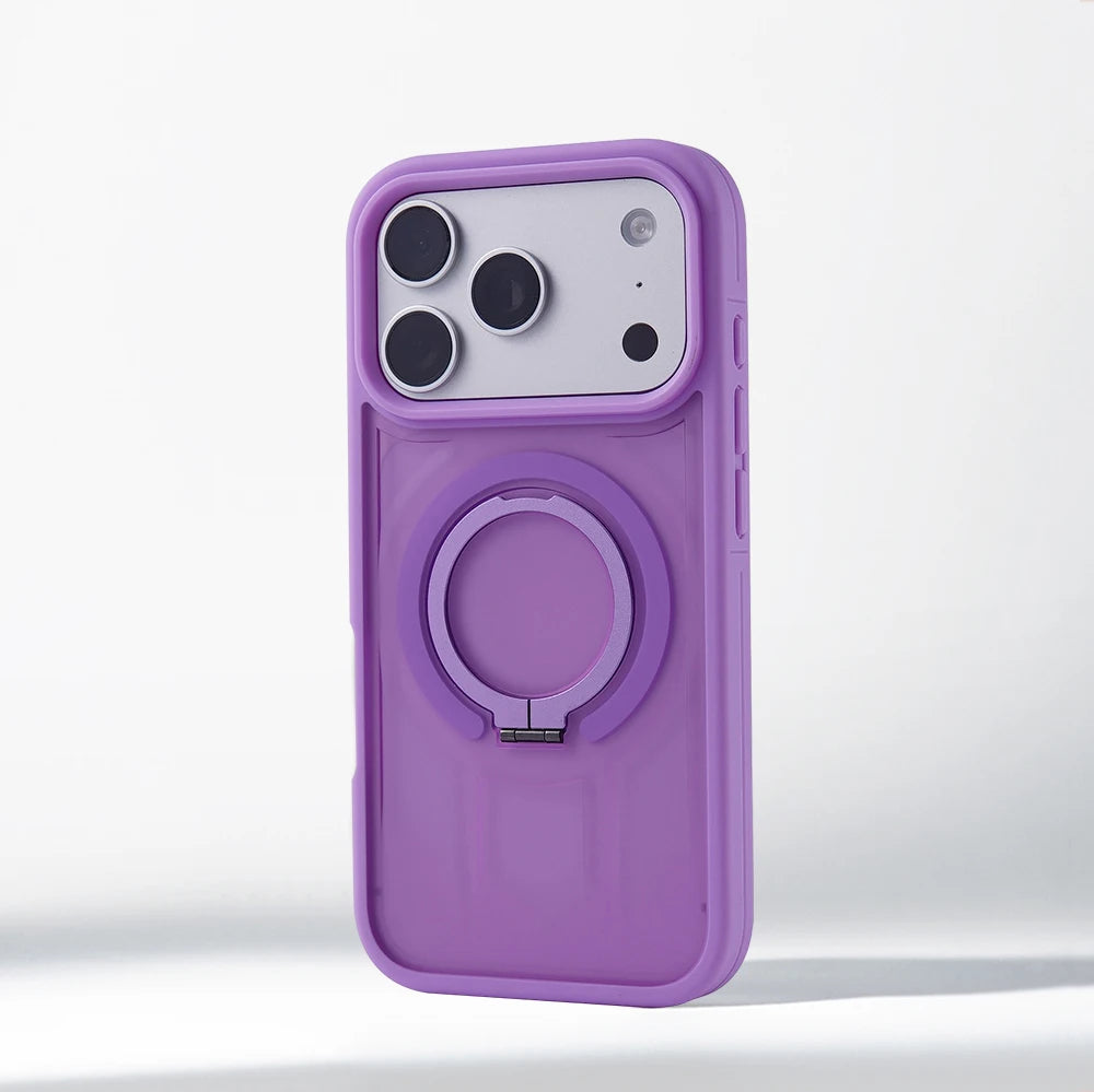 Matte Translucent Magnetic Holder Bumper Case for iPhone 17 Pro Max Air 16 15 14 Plus 13 12 For Magsafe Wireless Charge Cover