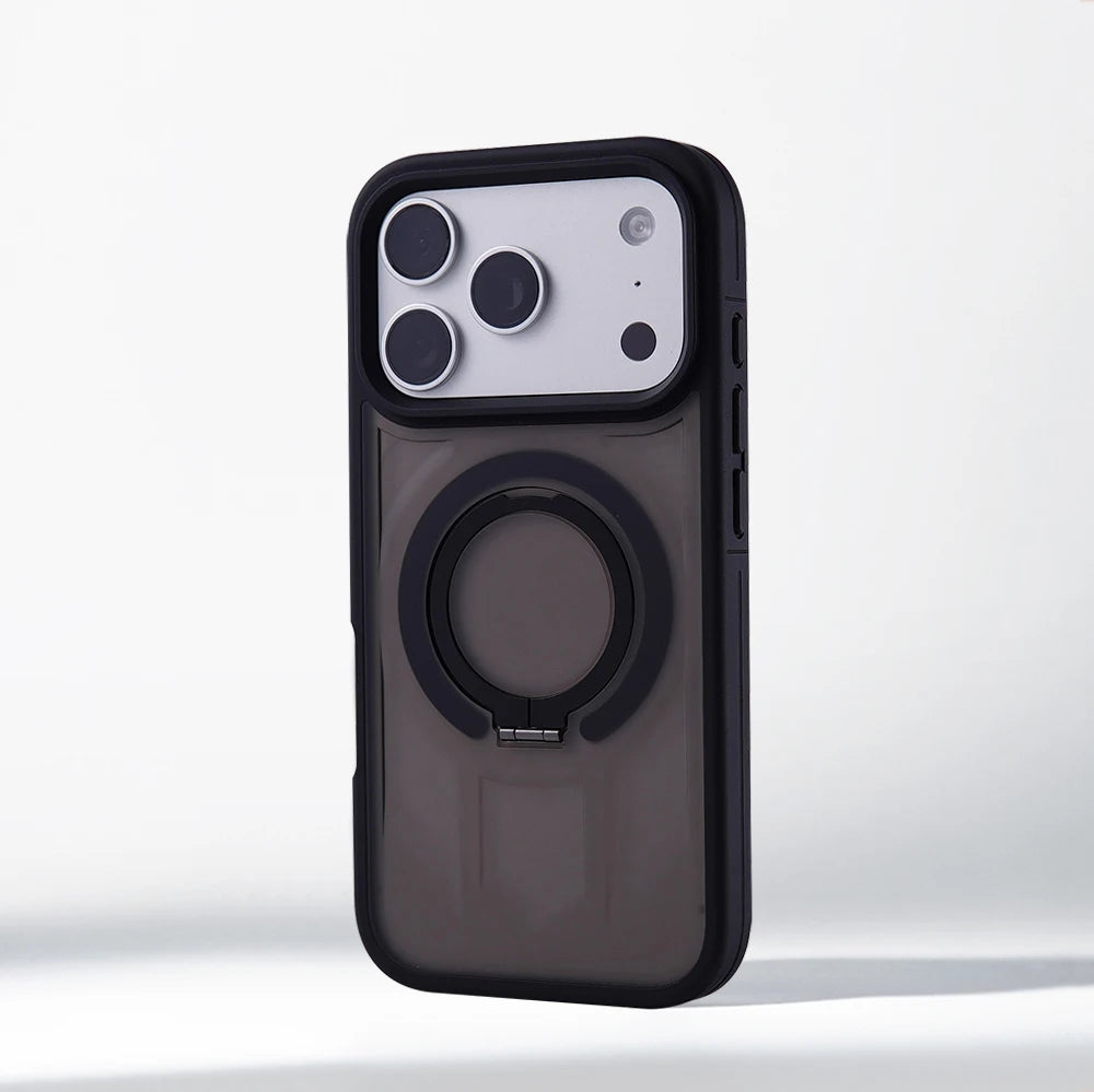 Matte Translucent Magnetic Holder Bumper Case for iPhone 17 Pro Max Air 16 15 14 Plus 13 12 For Magsafe Wireless Charge Cover