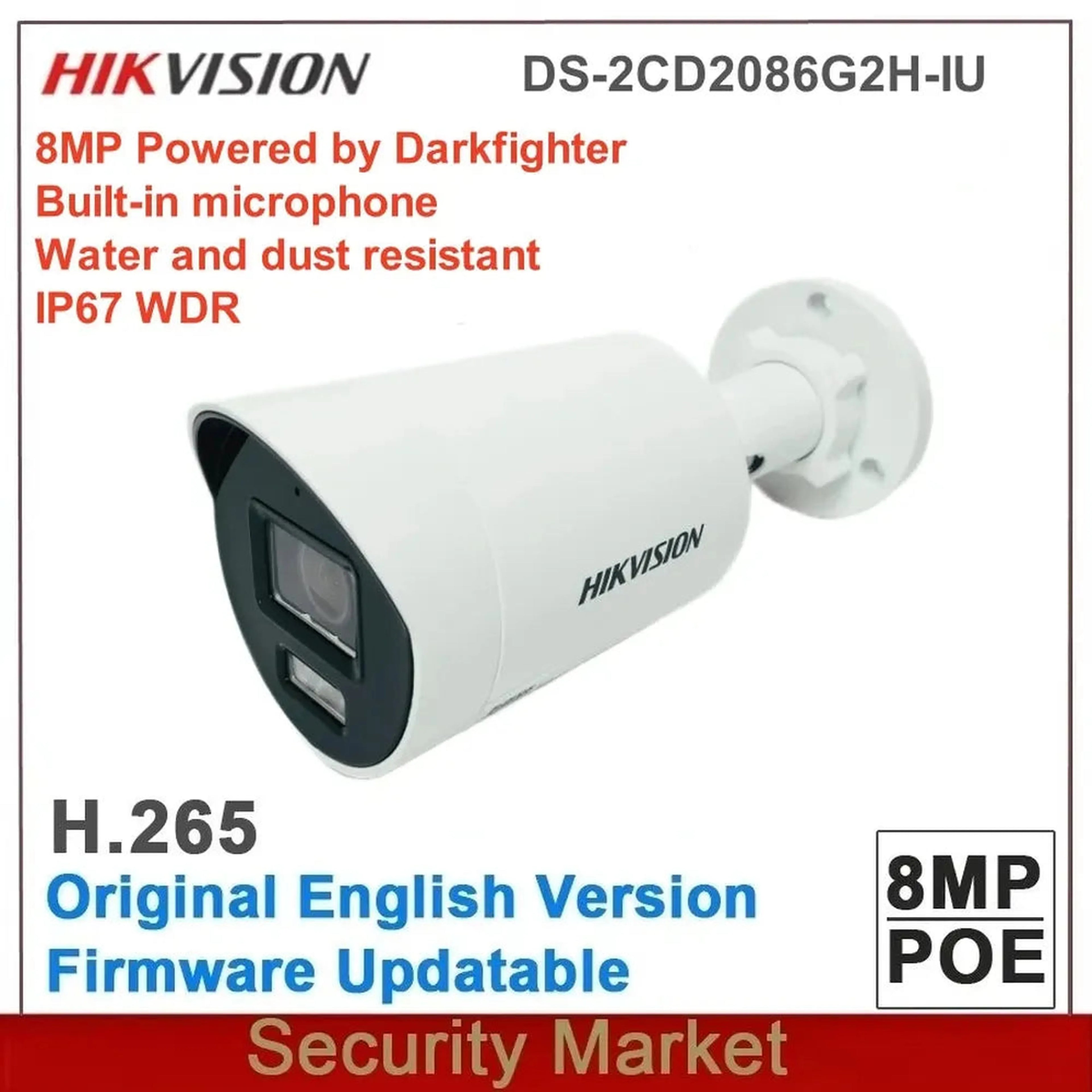 Original Hikvision DS-2CD2086G2H-IU replace DS-2CD2086G2-IU 8MP Darkfighter Built-in microphone Fixed Mini Bullet Network Camera