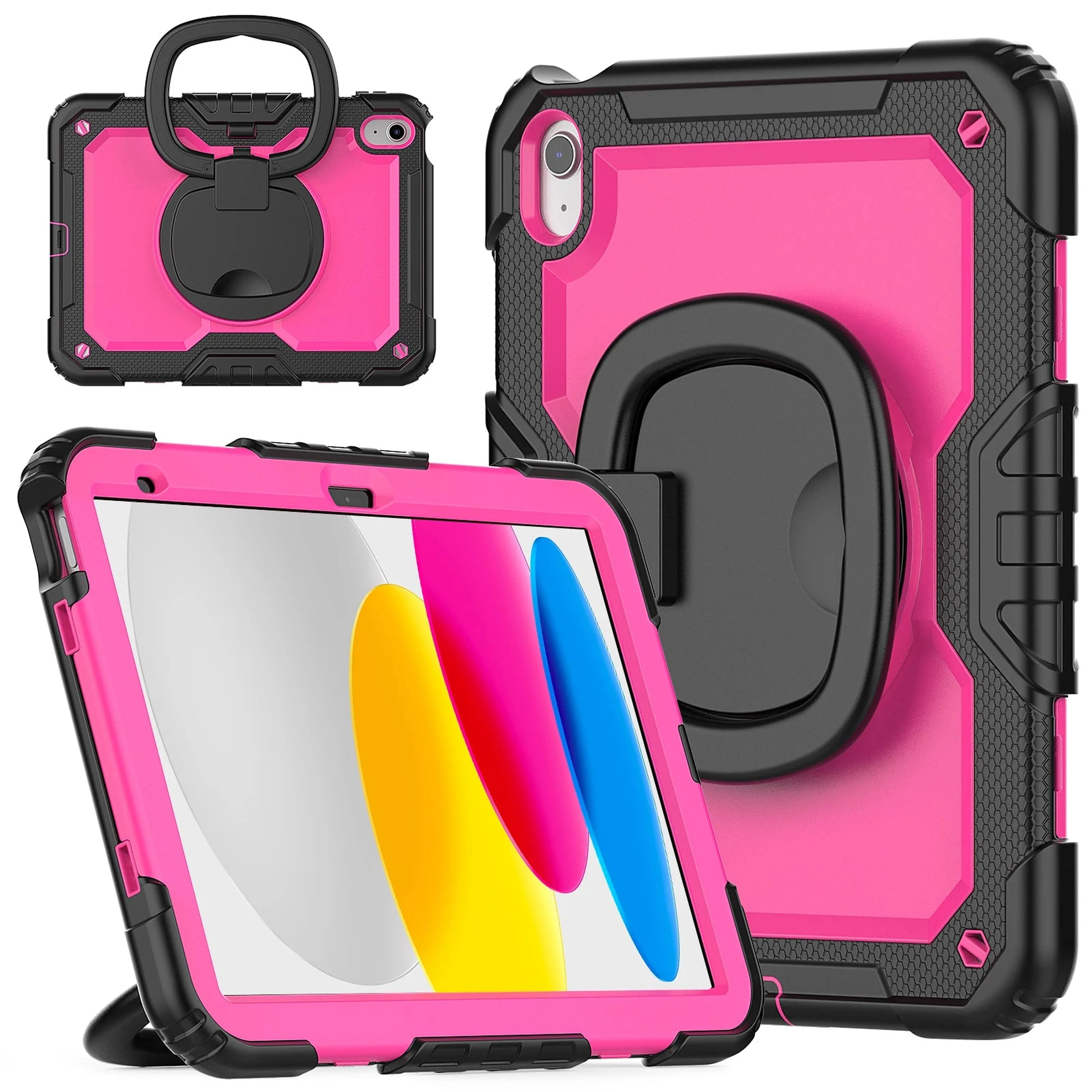 Handle Grip Case Universal For iPad A16 2025 11th 10.9 2022 10th Gen. With Shoulder Strap 360 Rotating Stand Hybrid Kids Cover