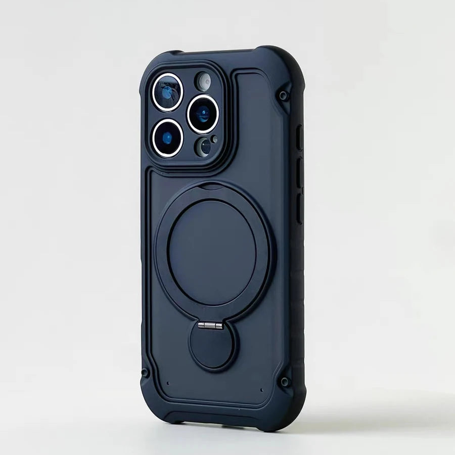 for Magsafe 360° Rotation Metal Stand Phone Case for iPhone 17 12 13 16 Pro Max 17 Pro 14 15 Plus Airbag Shockproof  Matte Cover