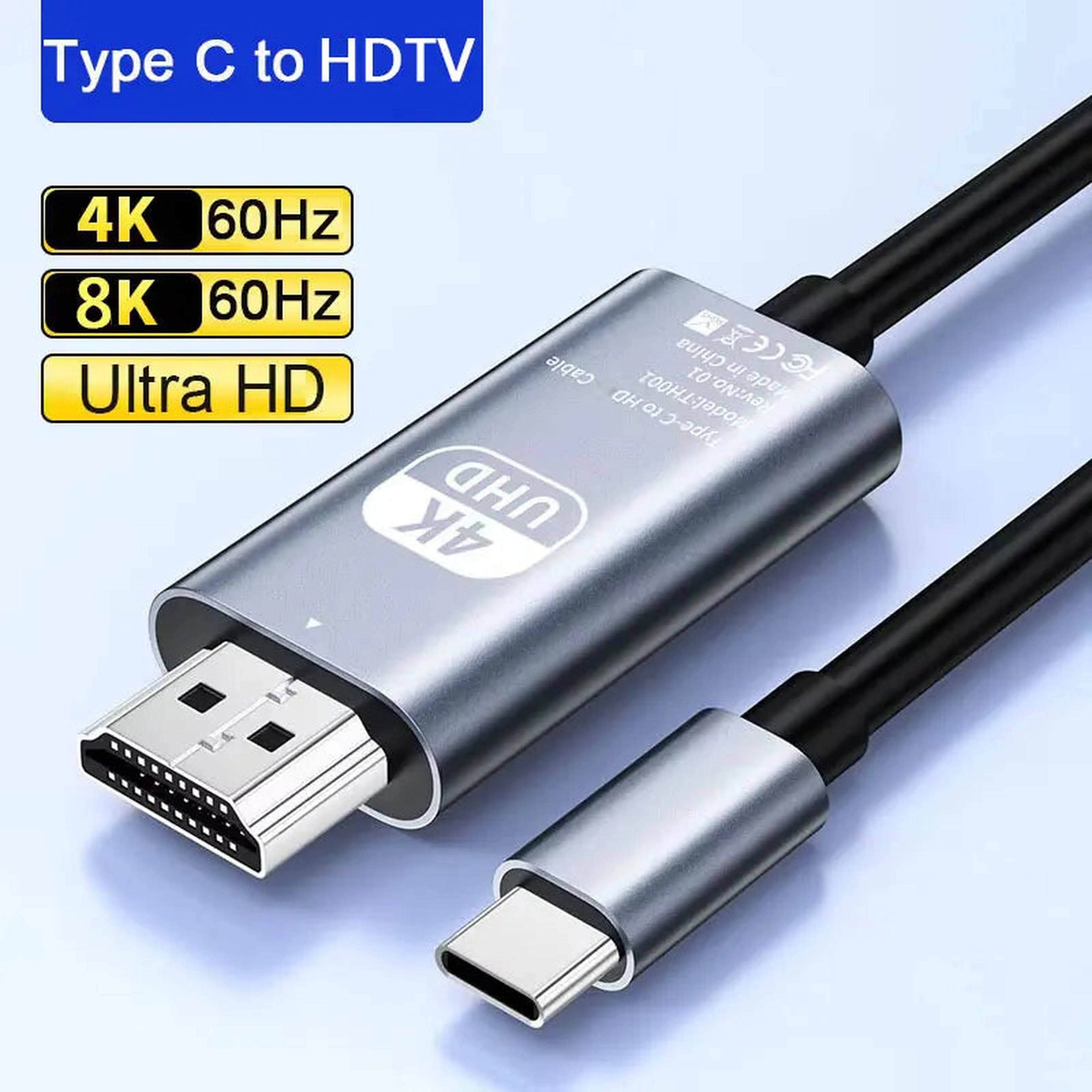 4K 60Hz 30Hz USB C to HDMI-compatible Cable Type C Adapter HDTV Converter Cable for iPhone 15 MacBook Air iPad Samsung Laptop