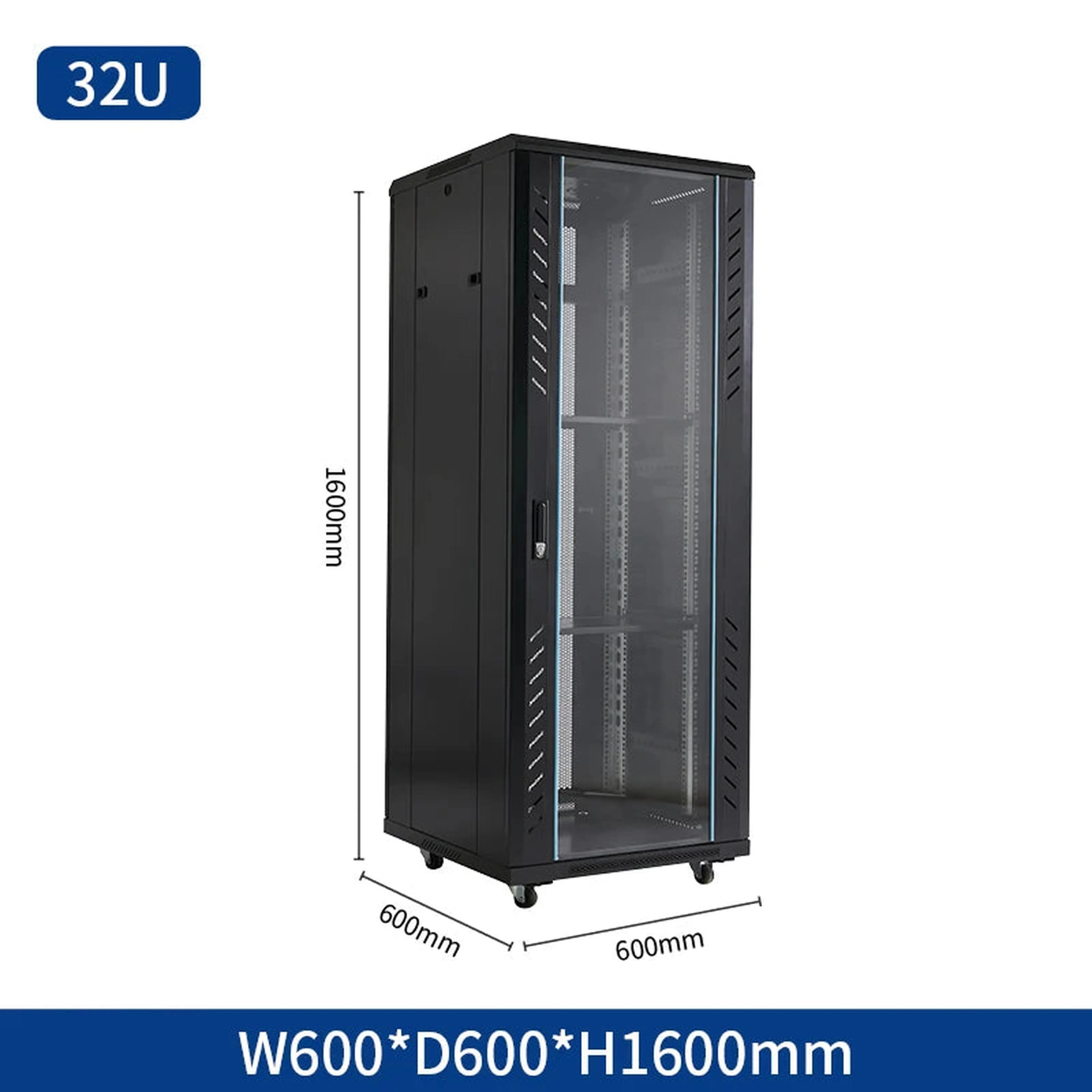 Mobile vertical floor stand 18u 22u 32u 36u network cabinet carriage 19 inch 42u server rack with cooling
