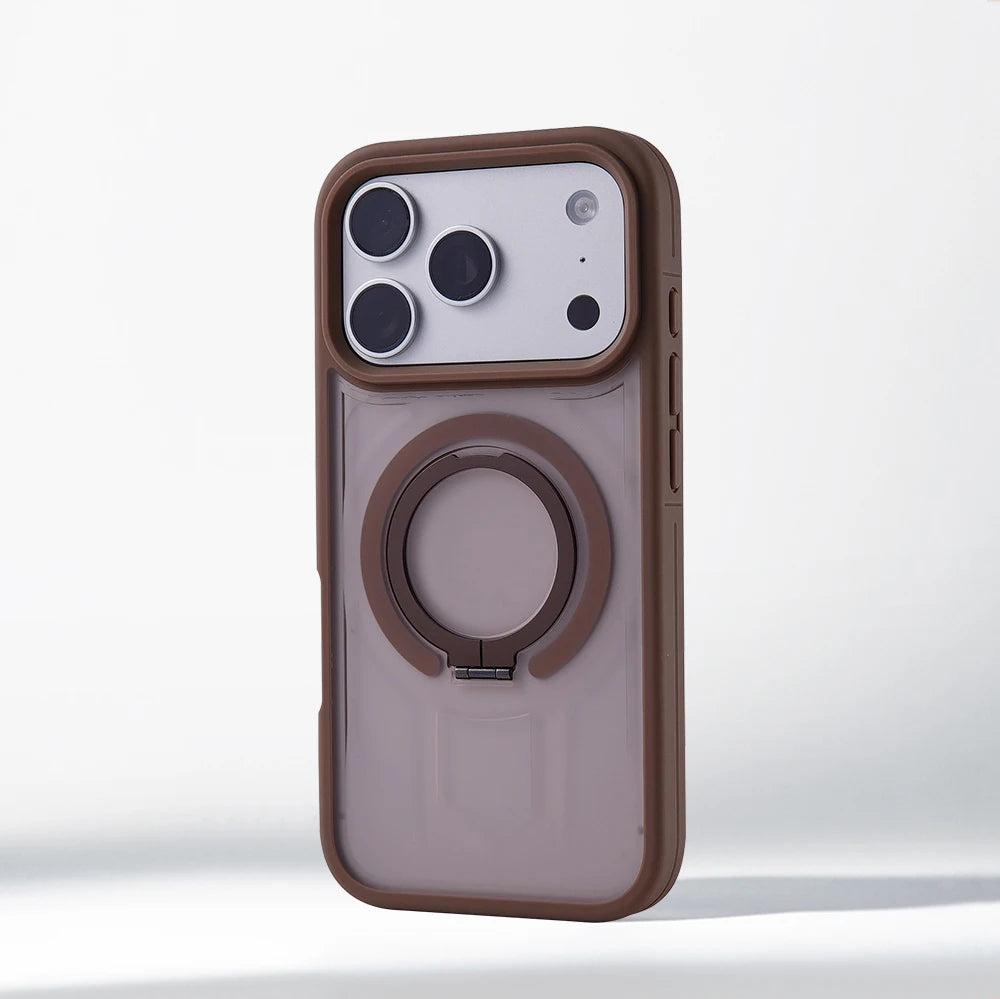 Matte Translucent Magnetic Holder Bumper Case for iPhone 17 Pro Max Air 16 15 14 Plus 13 12 For Magsafe Wireless Charge Cover